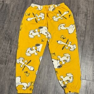 Peanuts Yellow Snoopy Print Pajama Pants